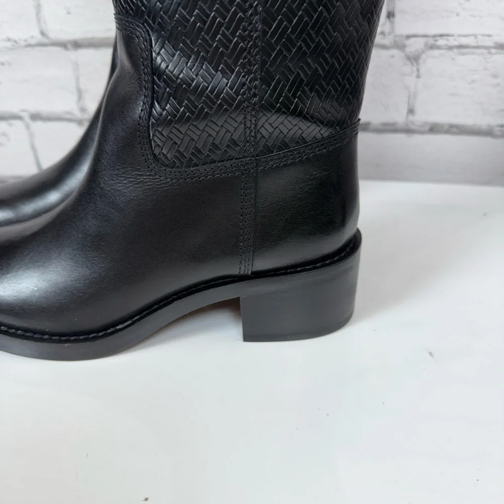 FRANCO SARTO Black L Colt Tall Leather Boots Knee High Shoes Woman's 6.5 NEW